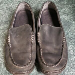 Dr. Martens Black Slip-On Loafers with Leather Material and Rounded Toe